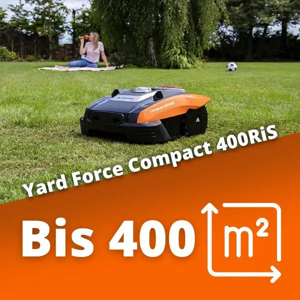 YARD FORCE Compact 400RiS Robotic Lawnmower up to 400 m², Self-Propelled Lawn Mower Robot with WiFi and App Control, iRadar Ultrasonic Sensor, Edge Cutting Function and Brushless Motor