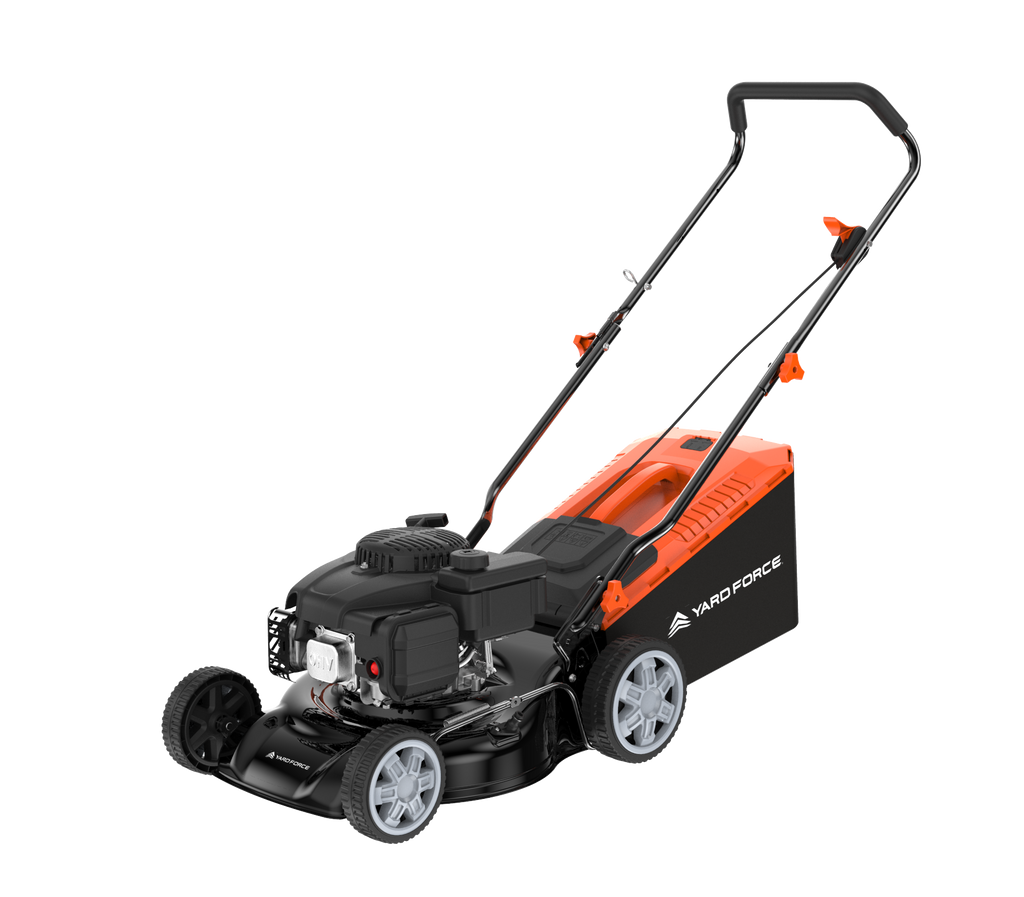 Yardforce Cordless 41cm Petrol Lawn Mower (Hand push), LONCINE engine 123cc, 1.9kW, With Soft grip on handle, and integrated washing adaptor