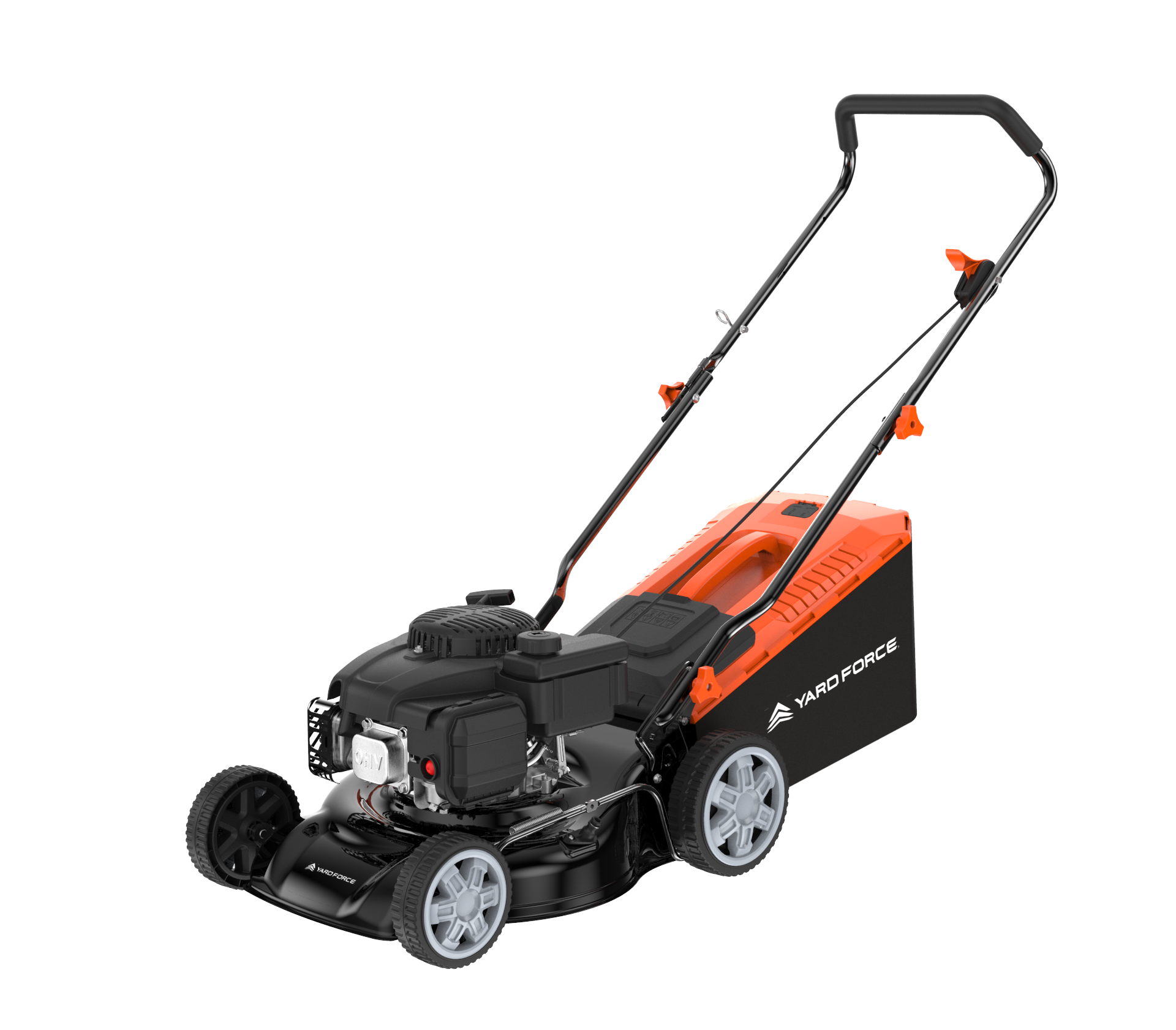 Yardforce Cordless 41cm Petrol Lawn Mower (Hand push), LONCINE engine 123cc, 1.9kW, With Soft grip on handle, and integrated washing adaptor