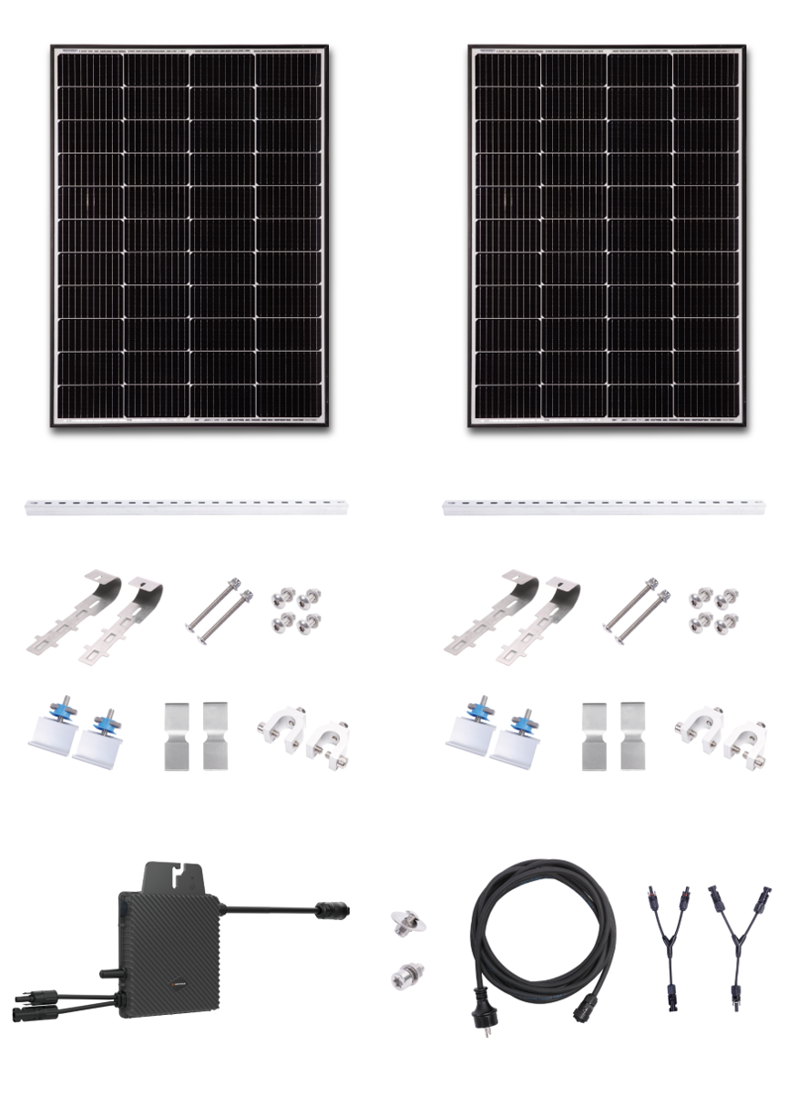 Yard Force Balcony Power Plant Dual Starter Set, 2 X 170 W Powerful Solar Panel Solution System Fit for Homeuse