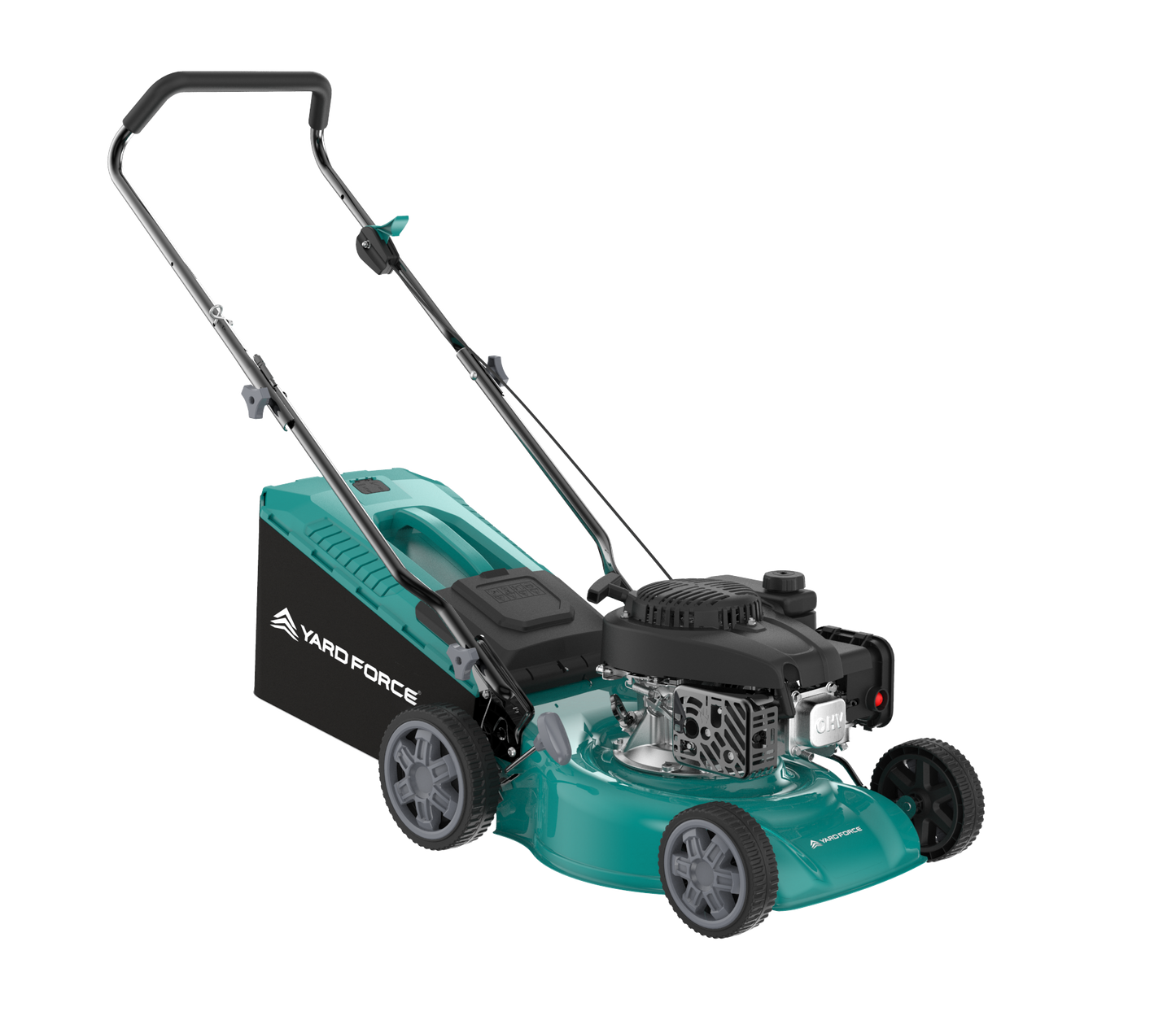 Yardforce Cordless 41cm Petrol Lawn Mower (Hand push), LONCINE engine 123cc, 1.9kW, With Soft grip on handle, and integrated washing adaptor