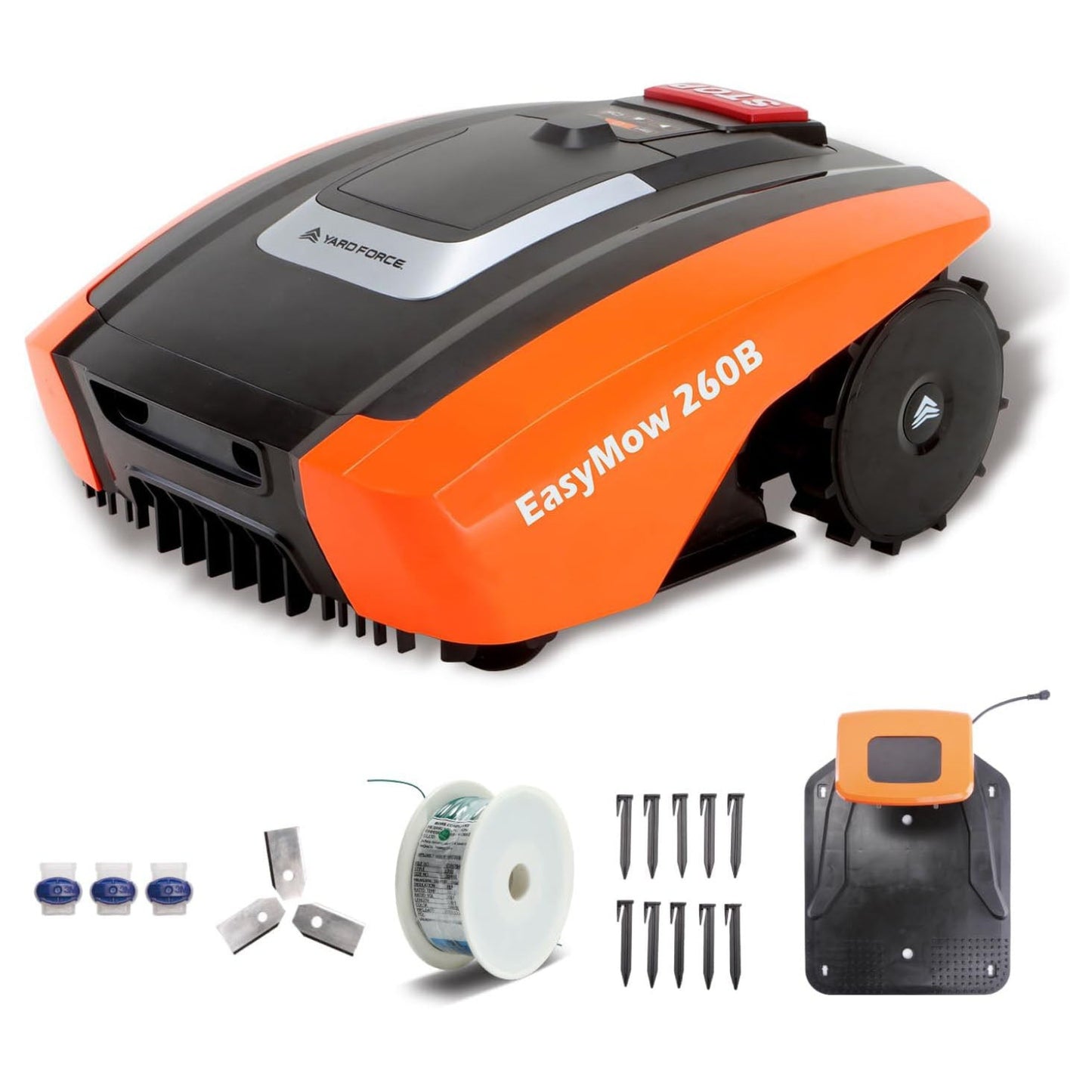 YARD FORCE EasyMow 260B Robotic Lawnmower up to 260 m² - Self-Propelled Robotic Lawnmower, Easy Operation, Bluetooth and App Control, 30% Incline and 20 V/2.0 Ah Lithium-Ion Battery