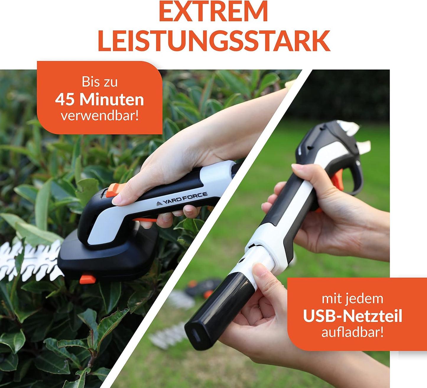 Yard Force VITA Innovative Garden Tool Set Including 4V/4Ah Battery | 6-in-1 Tool Box | Electric Garden Shears | Electric Grass and Shrub Shears | Hand Shovel | Hand Cultivator | Hand Digging Fork