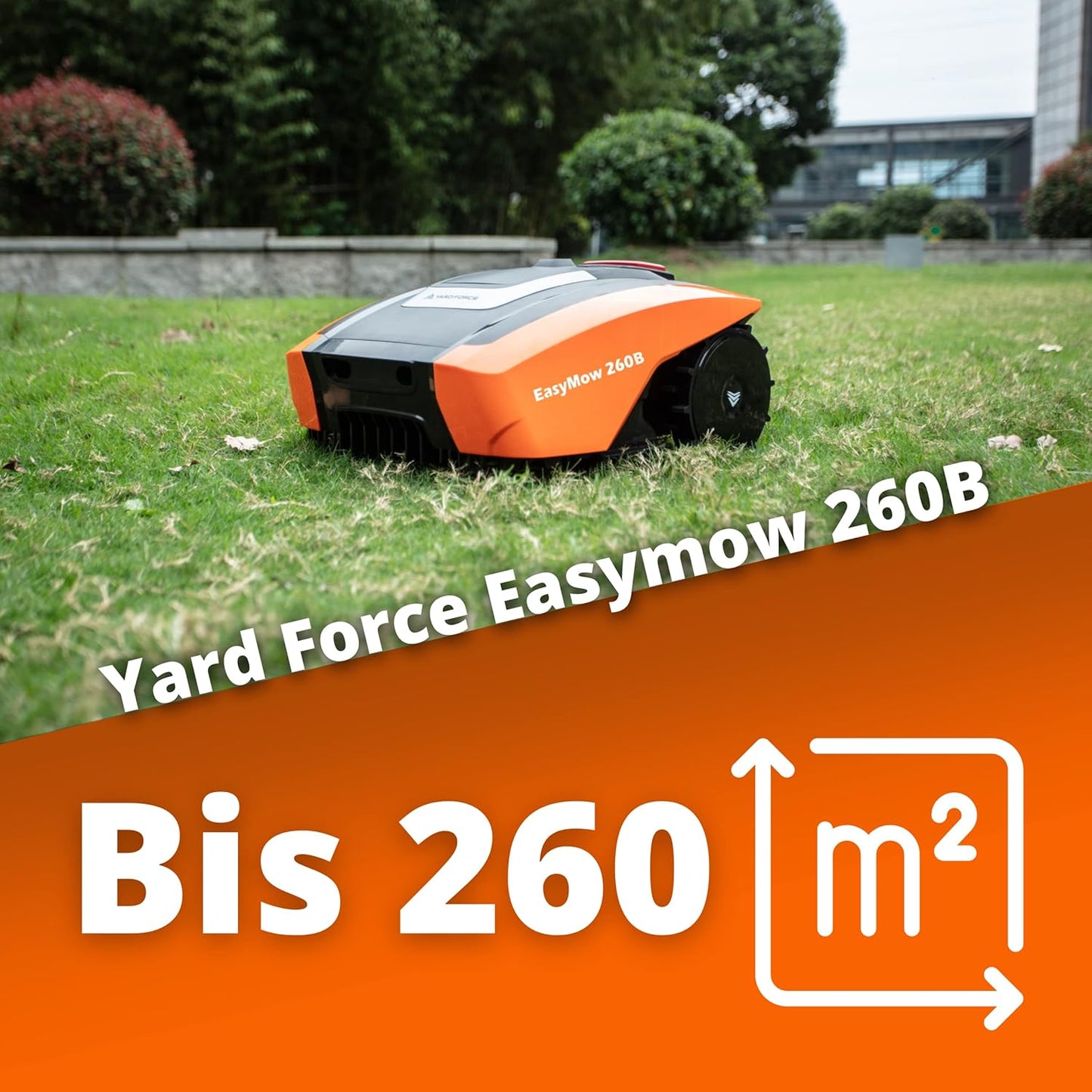 YARD FORCE EasyMow 260B Robotic Lawnmower up to 260 m² - Self-Propelled Robotic Lawnmower, Easy Operation, Bluetooth and App Control, 30% Incline and 20 V/2.0 Ah Lithium-Ion Battery