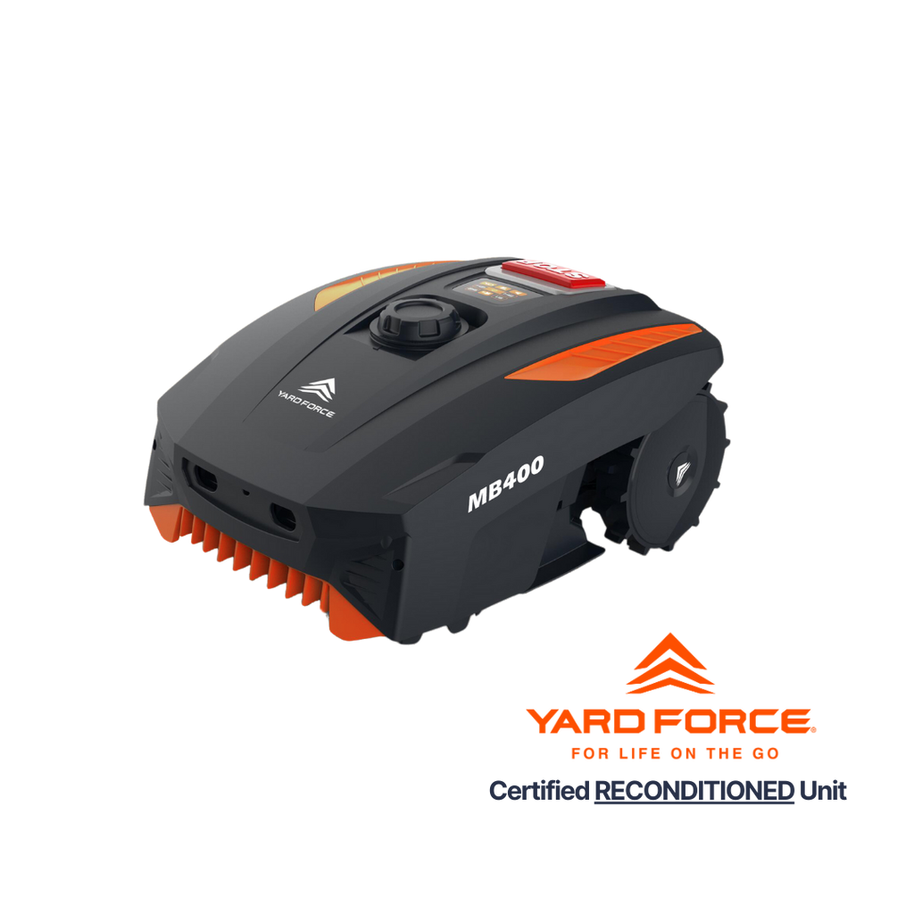 Yard Force MB400 machine on a white background with 'Certified Reconditioned Unit' text.