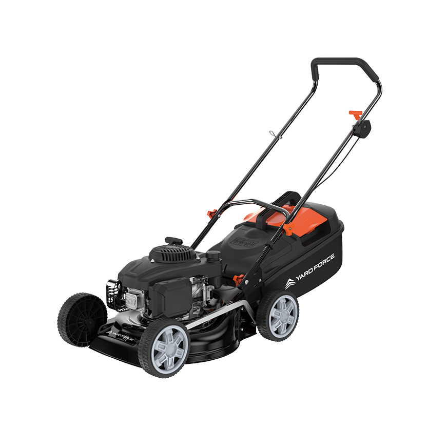 YARD FORCE 46cm Petrol Lawn Mower (Hand push), LONCINE engine 166cc, 2.2kW, With Soft grip on handle, and integrated washing adaptor