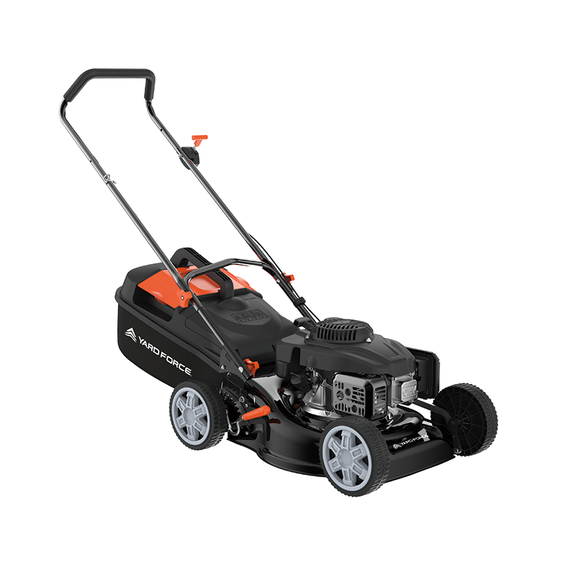 YARD FORCE 46cm Petrol Lawn Mower (Hand push), LONCINE engine 166cc, 2.2kW, With Soft grip on handle, and integrated washing adaptor
