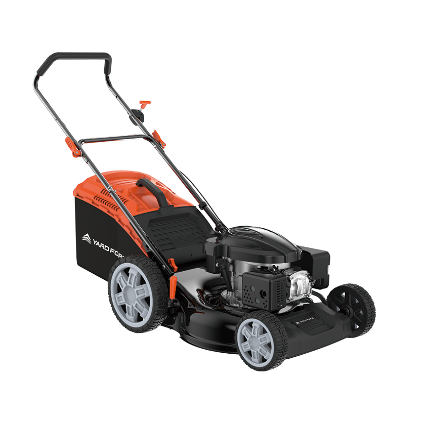 Yardforce Cordless 51cm Petrol Lawn Mower (hand push), LONCIN engine 196cc, 3.2kW, With Soft grip on handle, and integrated washing adaptor, Mulching function, round blades disk