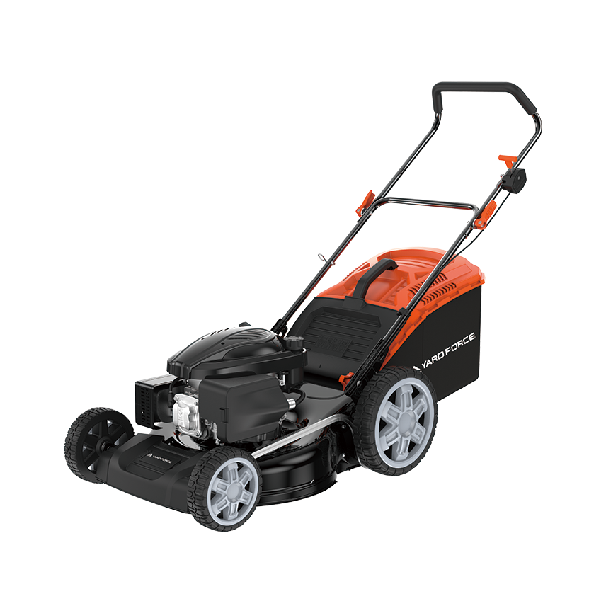 Yardforce Cordless 51cm Petrol Lawn Mower (hand push), LONCIN engine 196cc, 3.2kW, With Soft grip on handle, and integrated washing adaptor, Mulching function, round blades disk