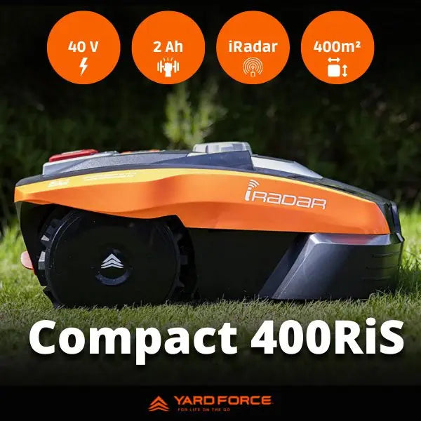 YARD FORCE Compact 400RiS Robotic Lawnmower up to 400 m², Self-Propelled Lawn Mower Robot with WiFi and App Control, iRadar Ultrasonic Sensor, Edge Cutting Function and Brushless Motor